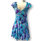Y2K Whimsicore Abstract Watercolour Print Fit & Flare Mini Dress