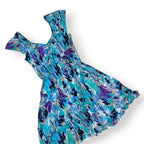 Y2K Whimsicore Abstract Watercolour Print Fit & Flare Mini Dress