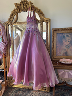 Yve London Y2K Vintage Pink Iridescent Floral Halter Fairy Princess Prom Dress