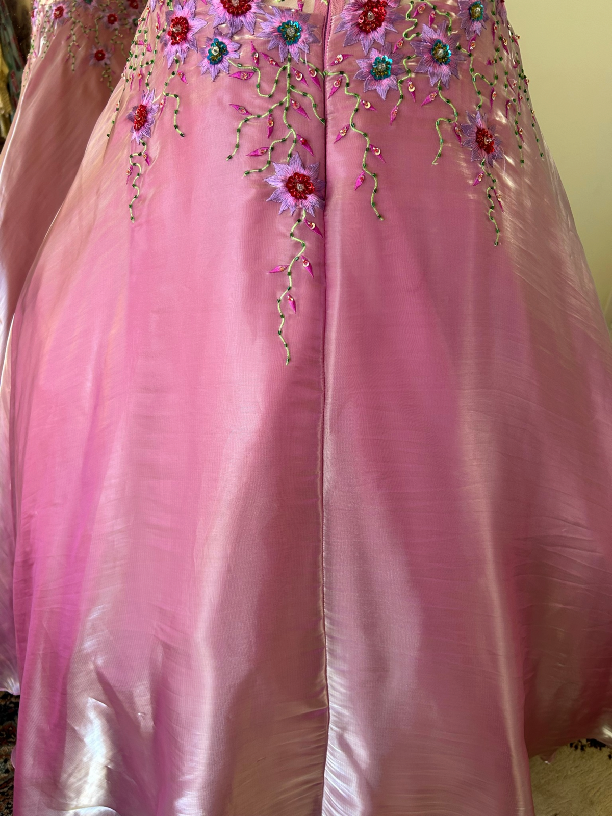 Yve London Y2K Vintage Pink Iridescent Floral Halter Fairy Princess Prom Dress
