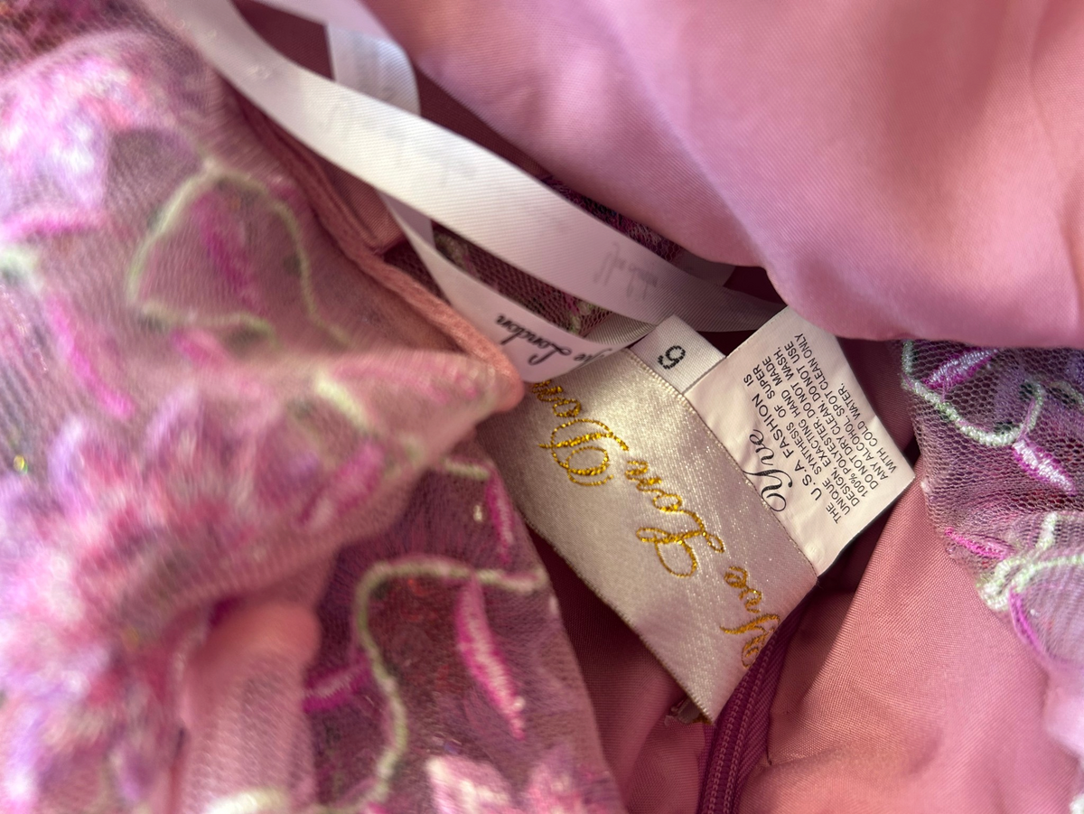 Yve London Y2K Vintage Pink Iridescent Floral Halter Fairy Princess Prom Dress