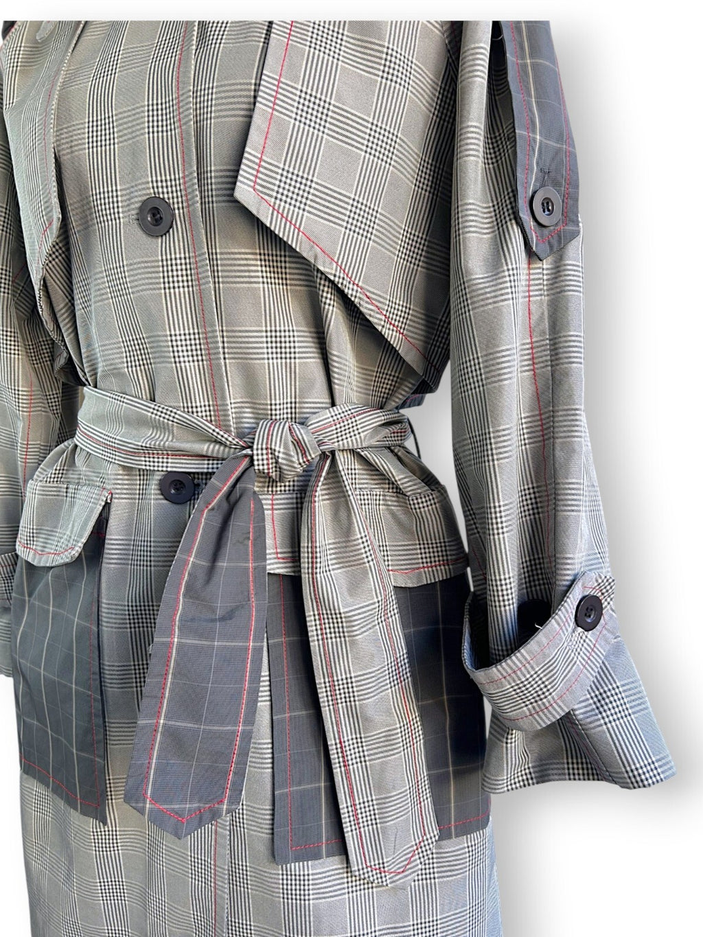Nicola Finetti Heritage Check Trench Coat Raincoat NWT Designer Sample Size 8