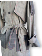 Nicola Finetti Heritage Check Trench Coat Raincoat NWT Designer Sample Size 8