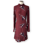 GANNI Montrose Print Mini Shift Dress Burgundy Scandinavian Designer