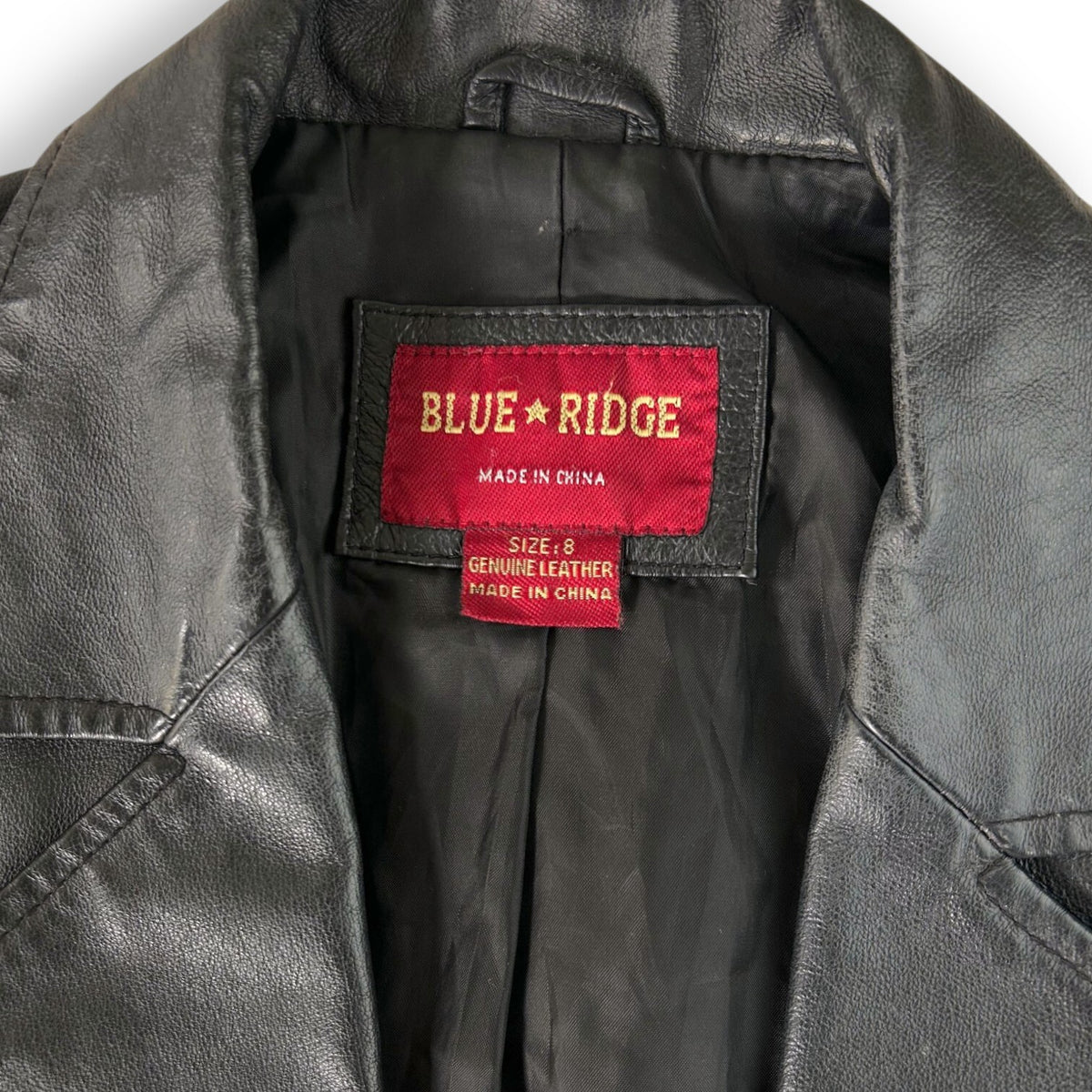 Y2K Black Genuine Leather Tailored Blazer Jacket Office Siren Minimalist Size 8