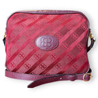 Vintage 1970s Balenciaga Archival Burgundy Monogram Crossbody Bag Leather