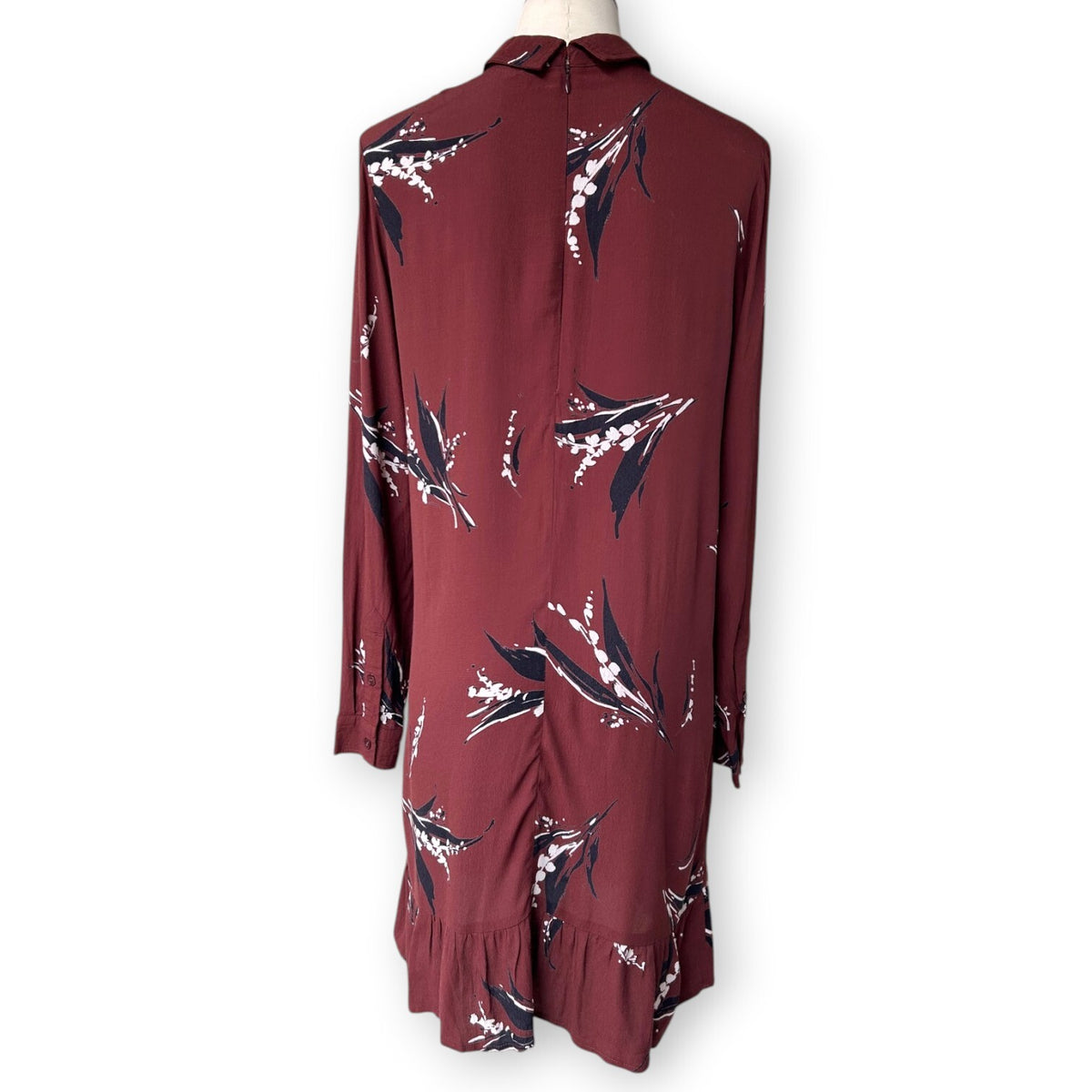 GANNI Montrose Print Mini Shift Dress Burgundy Scandinavian Designer