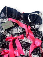 2010 Victoria's Secret Polka Dot Babydoll Lingerie Dress 36B Pink Bows