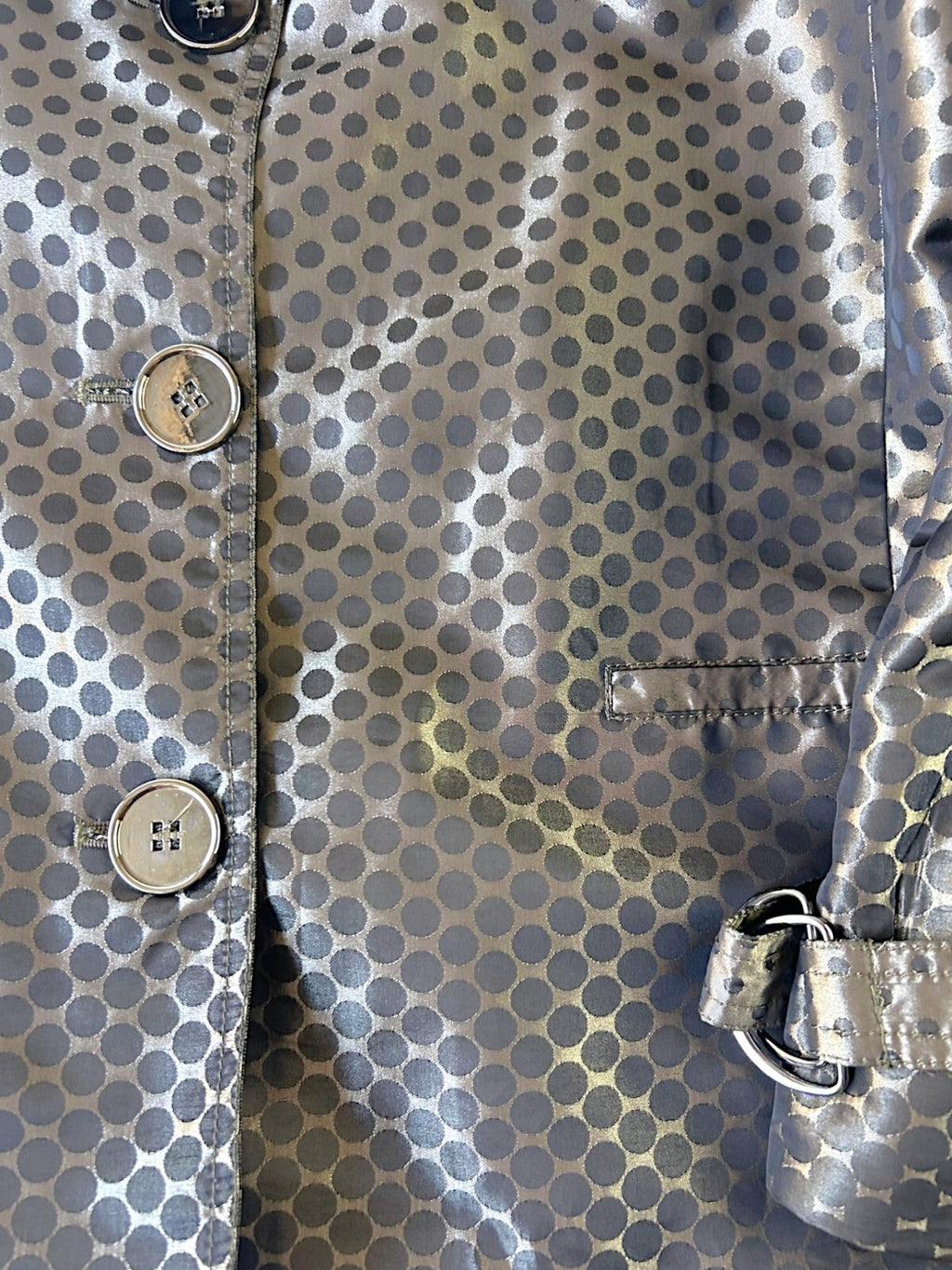 Vintage Y2K Liz Jordan Polka Dot Satin Trench Jacket Belted Black XL