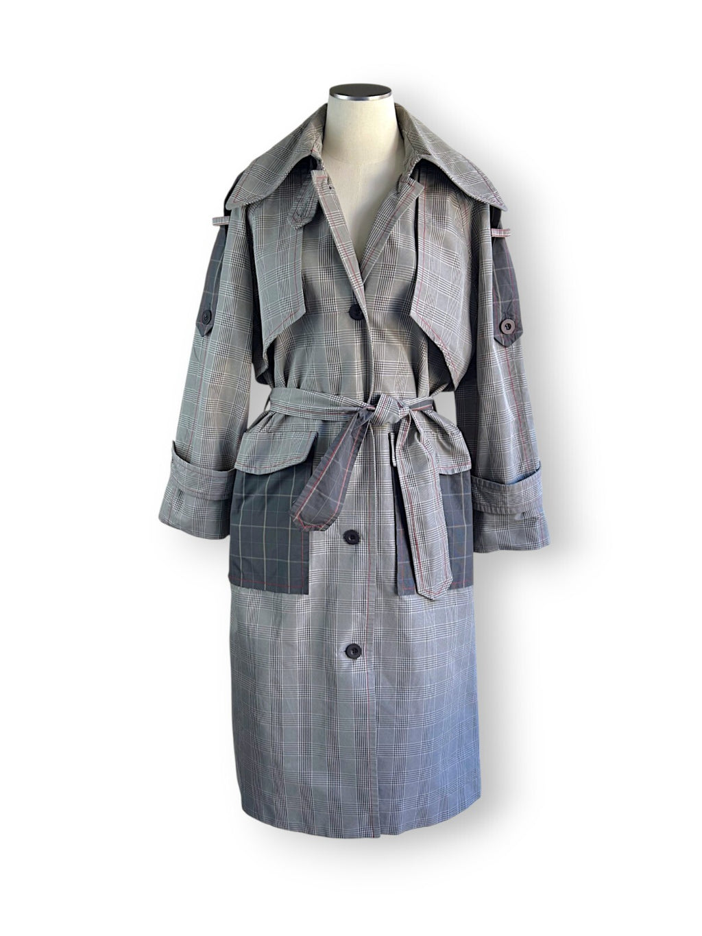 Nicola Finetti Heritage Check Trench Coat Raincoat NWT Designer Sample Size 8