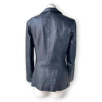 Y2K Black Genuine Leather Tailored Blazer Jacket Office Siren Minimalist Size 8