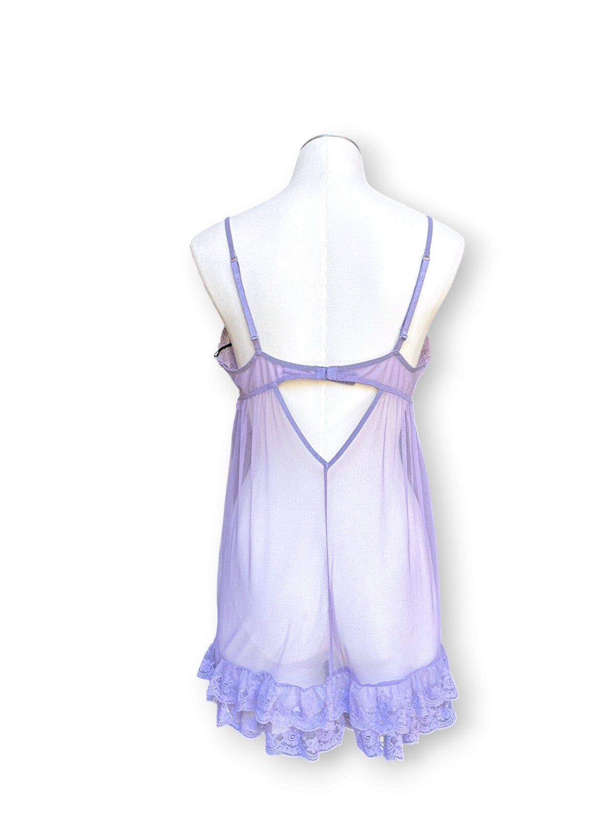 Vintage Y2K 2003 Victoria’s Secret Lavender Sheer Lace Babydoll Top M