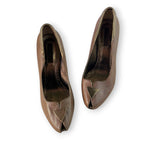 Vintage Y2K Diesel Brown Leather Peep Toe Heels Bronze Trim
