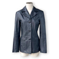 Y2K Black Genuine Leather Tailored Blazer Jacket Office Siren Minimalist Size 8