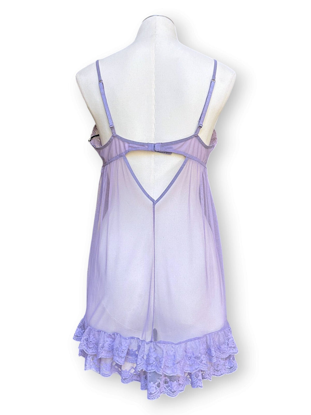 Vintage Y2K 2003 Victoria’s Secret Lavender Sheer Lace Babydoll Top M