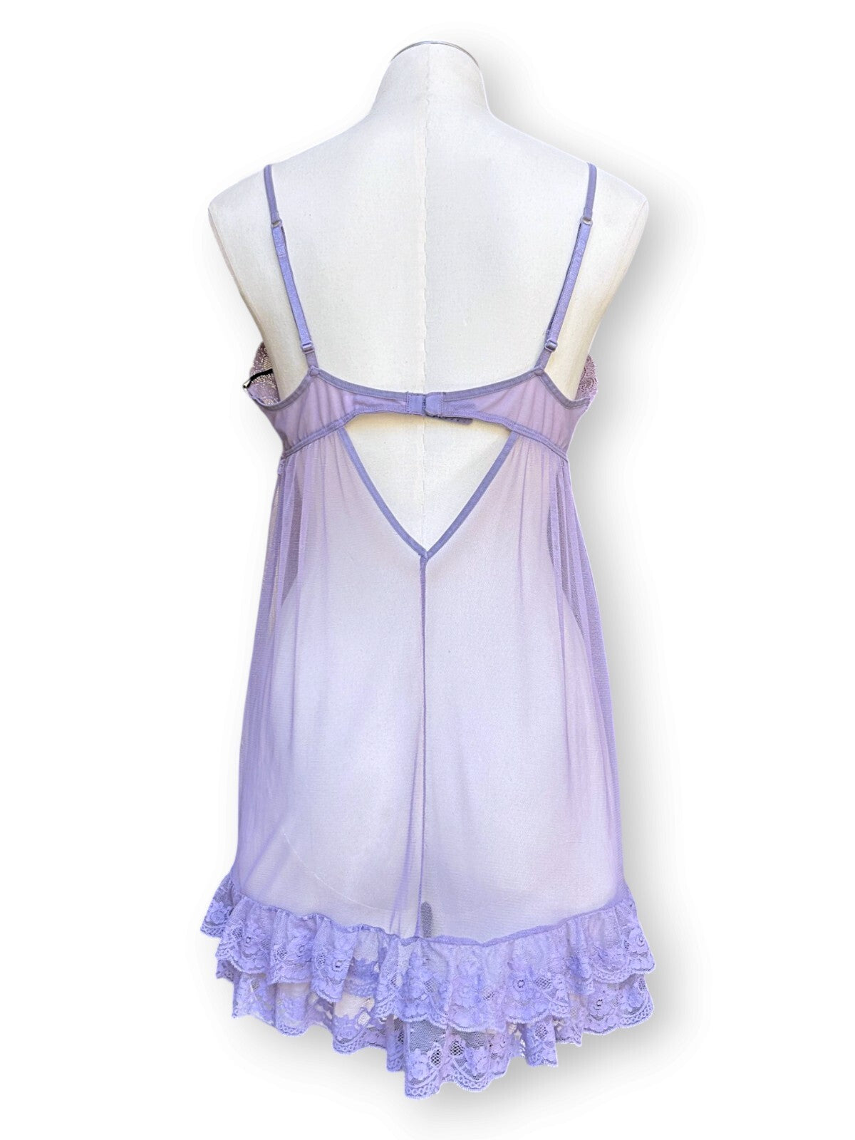 Vintage Y2K 2003 Victoria’s Secret Lavender Sheer Lace Babydoll Top M