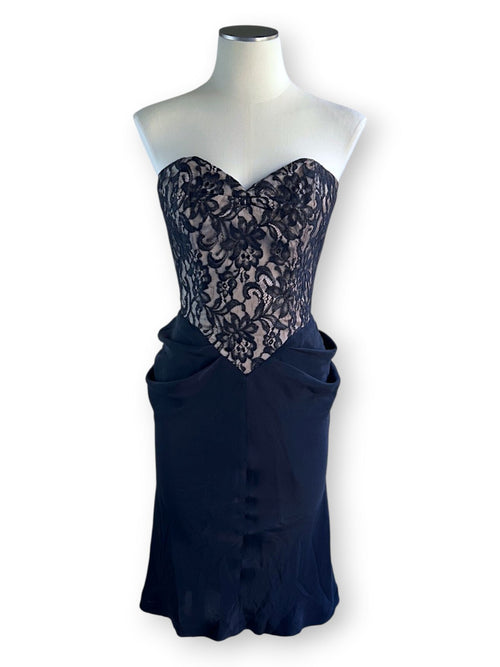 Betsey Johnson Lace Corset Silk Cocktail Dress - Classic Vintage Prom Dress US 8