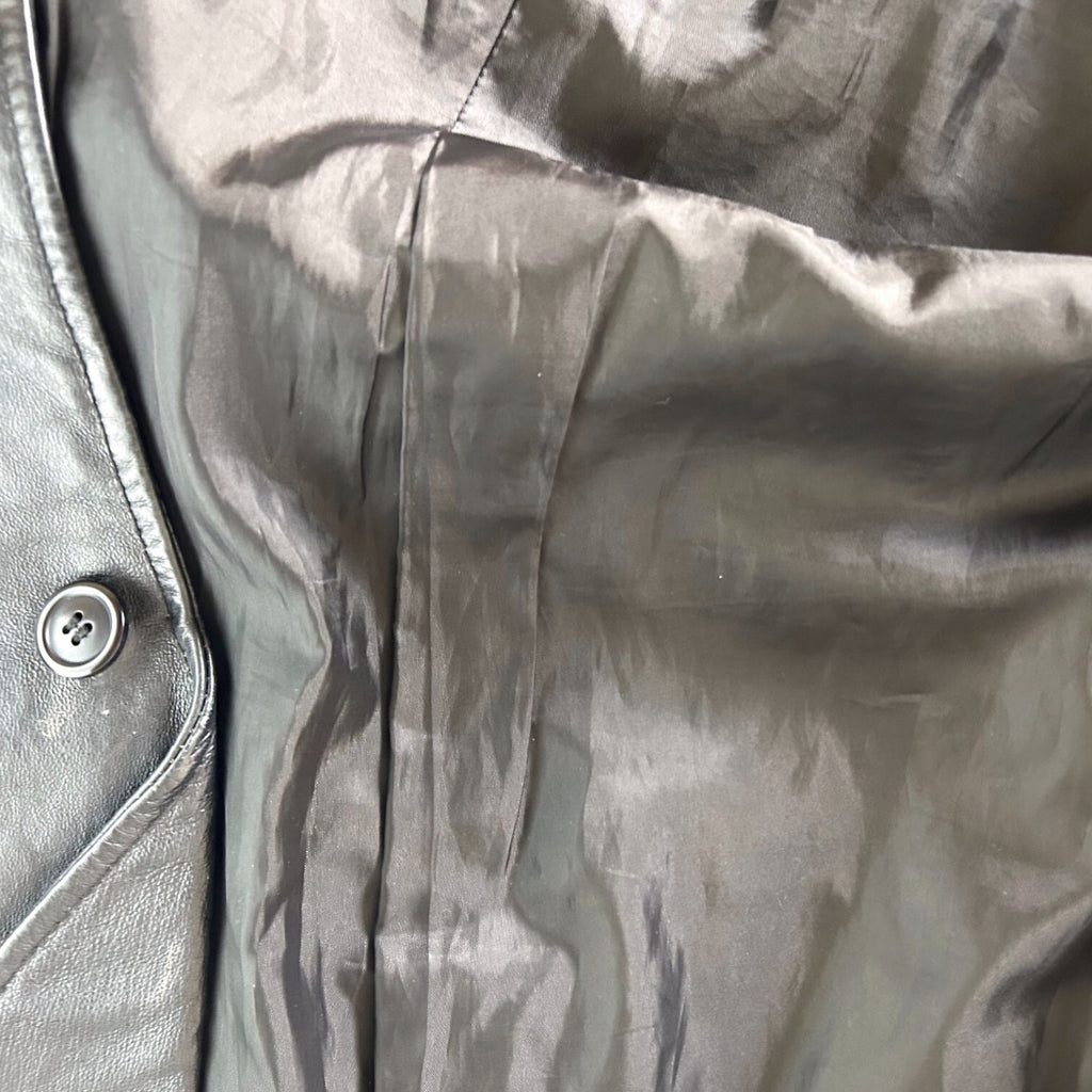 Y2K Black Genuine Leather Tailored Blazer Jacket Office Siren Minimalist Size 8