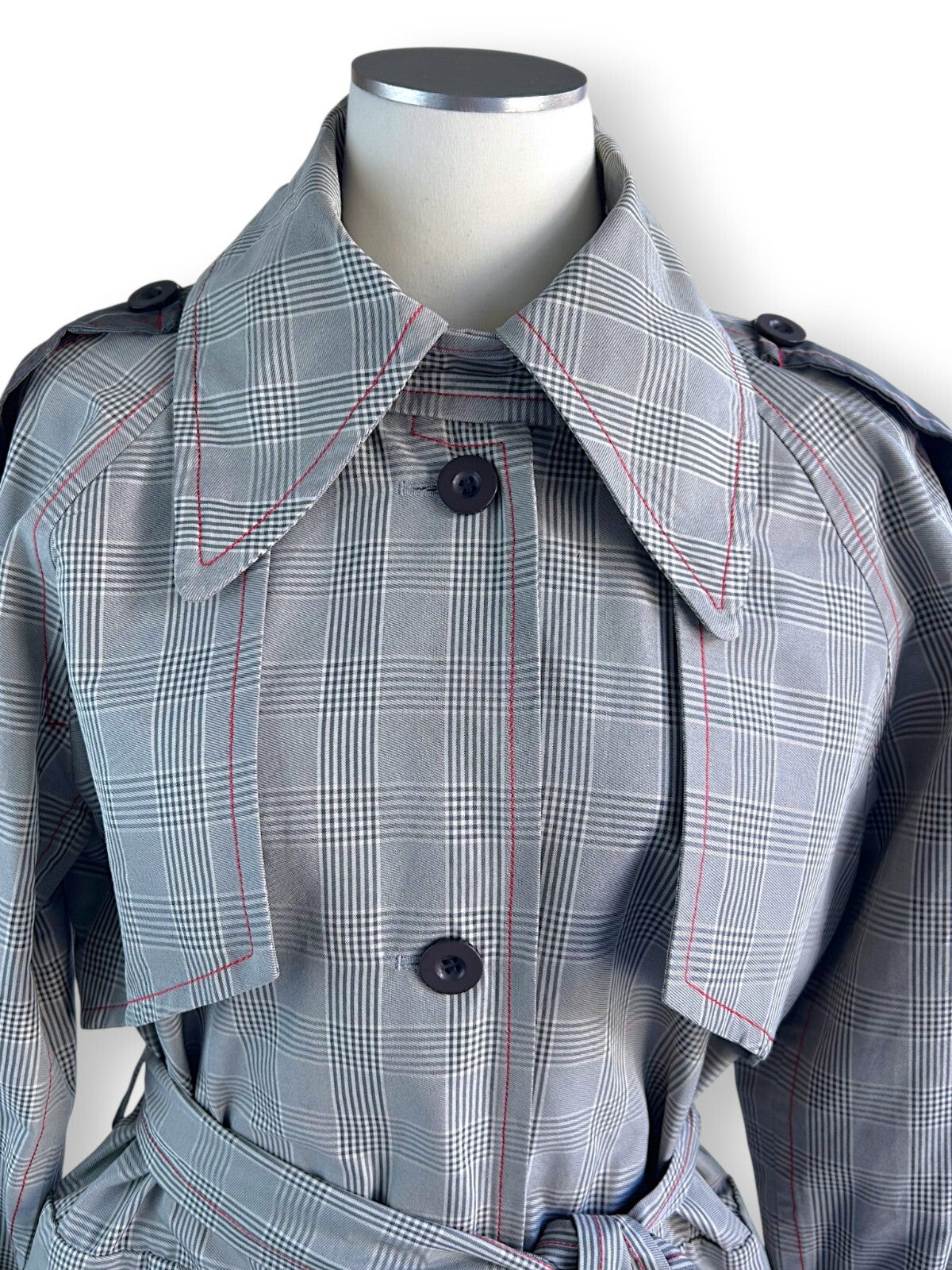 Nicola Finetti Heritage Check Trench Coat Raincoat NWT Designer Sample Size 8