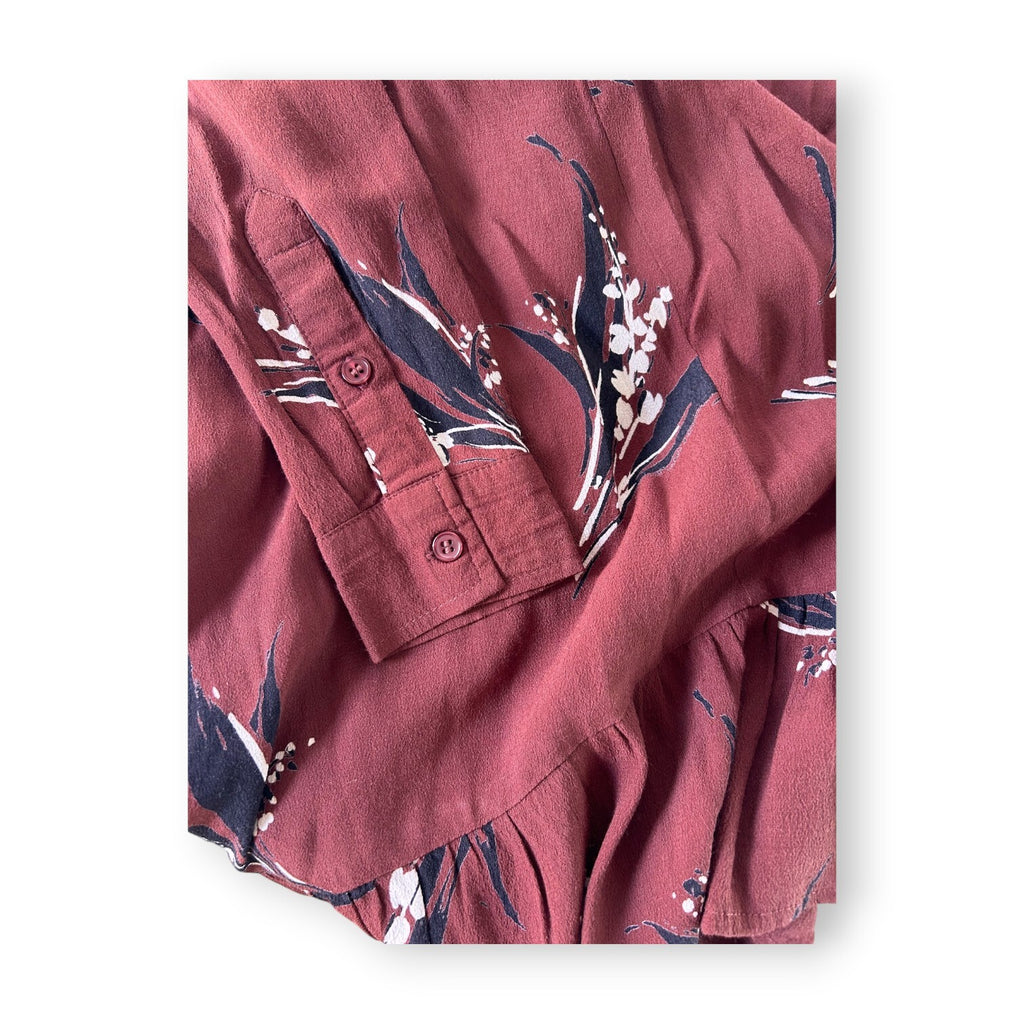 GANNI Montrose Print Mini Shift Dress Burgundy Scandinavian Designer