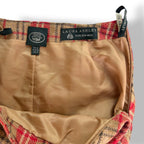 Vintage Laura Ashley Pure Wool Tartan Plaid Midi Skirt Red Beige UK 12 Lined