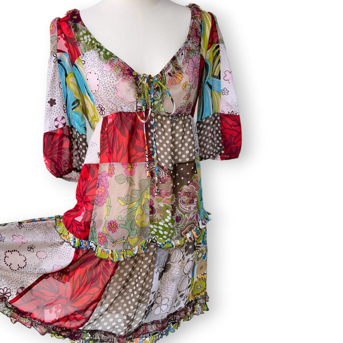 Vintage Miss Sixty Italy patchwork print bohemian dress