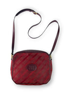 Vintage 1970s Balenciaga Archival Burgundy Monogram Crossbody Bag Leather