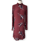 GANNI Montrose Print Mini Shift Dress Burgundy Scandinavian Designer