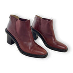 Oroton Oxblood Burgundy Leather Chelsea Ankle Boots Block Heel Sample Size 37