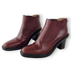 Oroton Oxblood Burgundy Leather Chelsea Ankle Boots Block Heel Sample Size 37