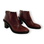 Oroton Oxblood Burgundy Leather Chelsea Ankle Boots Block Heel Sample Size 37