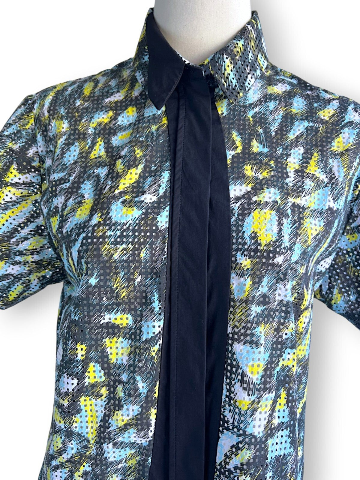 Kenzo Paris Illusion Two Piece Dress in Graphic Painterly Print Cotton Mesh