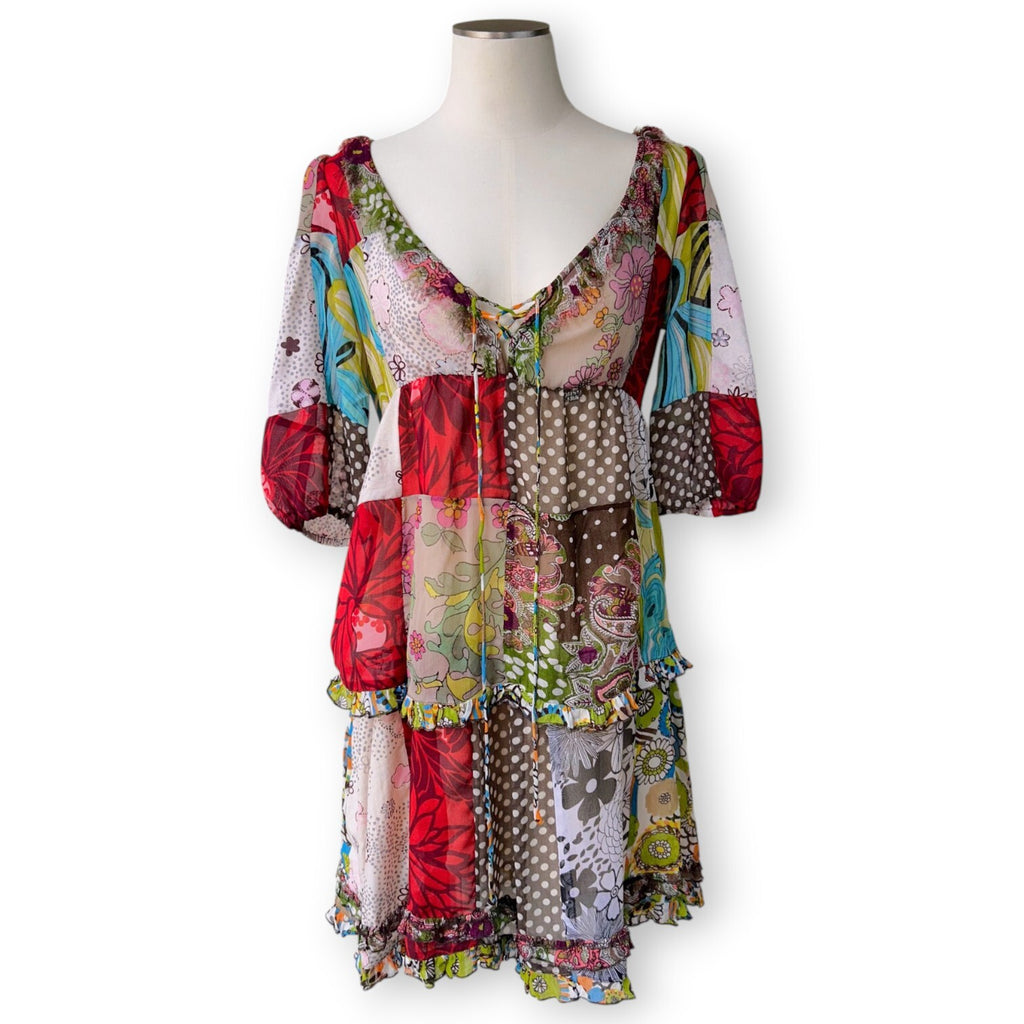 Vintage Miss Sixty Italy patchwork print bohemian dress