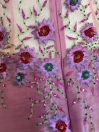 Yve London Y2K Vintage Pink Iridescent Floral Halter Fairy Princess Prom Dress