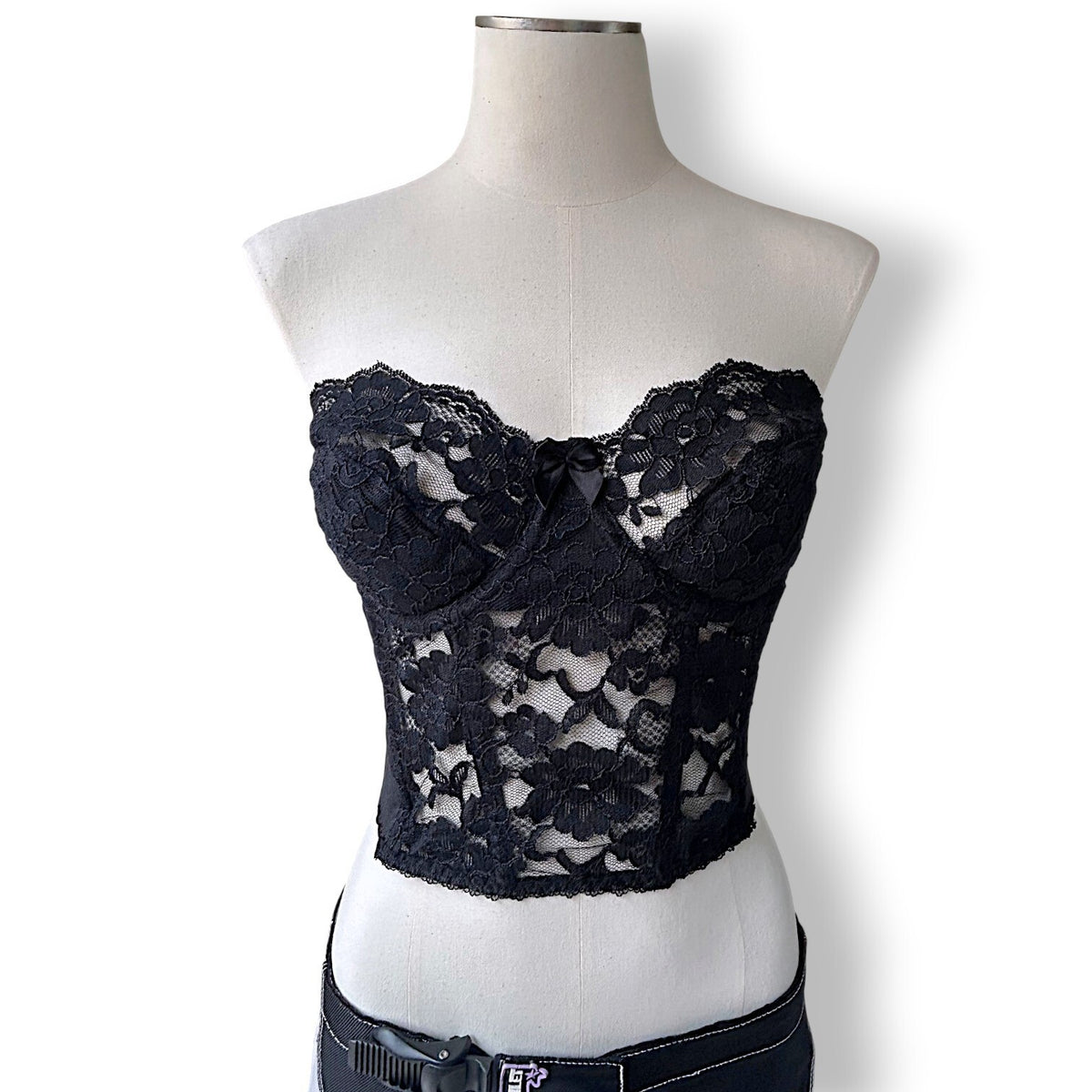Vintage Victoria's Secret Gothic Black Lace Corset, 90s/Y2K Victorian