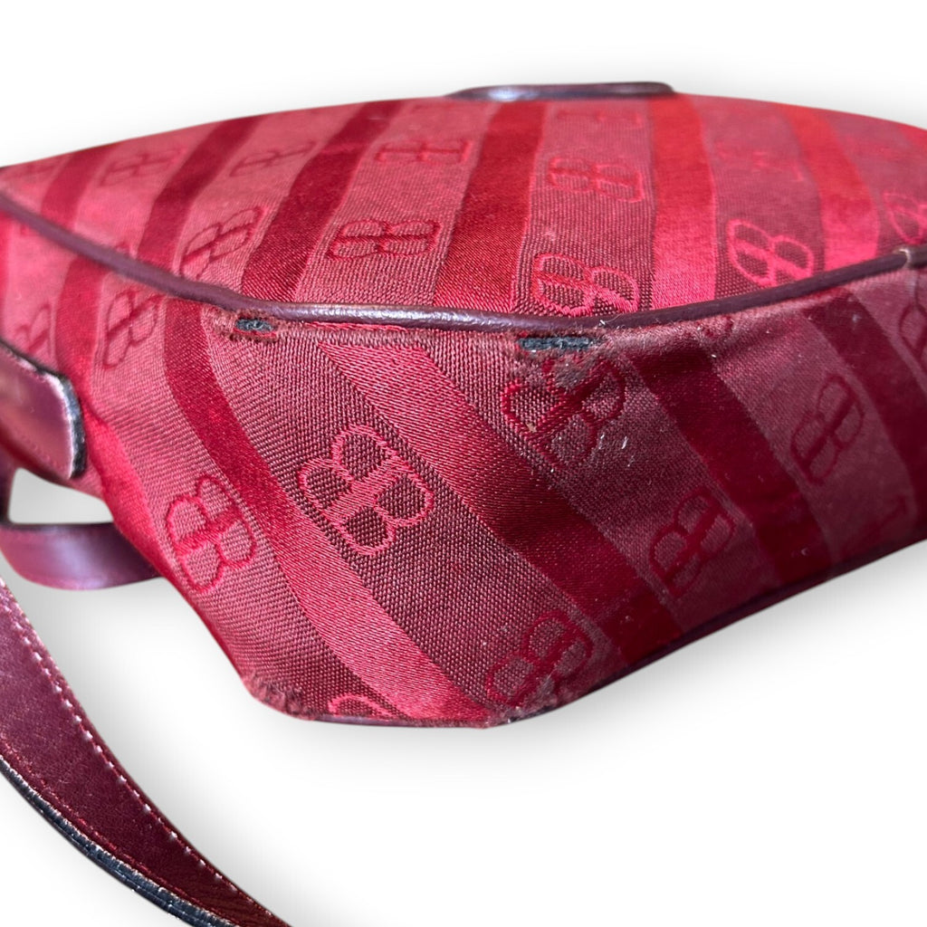 Vintage 1970s Balenciaga Archival Burgundy Monogram Crossbody Bag Leather