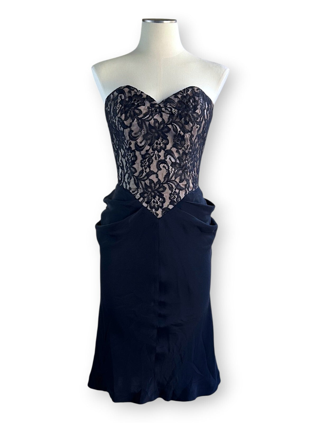 Betsey Johnson Lace Corset Silk Cocktail Dress - Classic Vintage Prom Dress US 8
