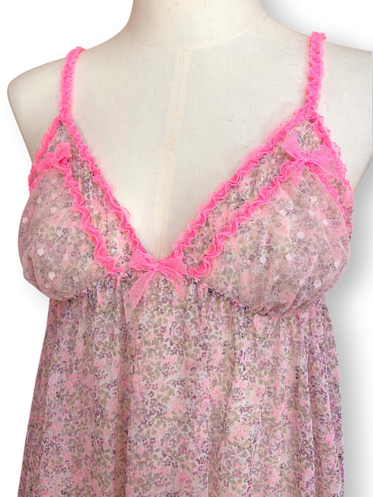 Victoria’s Secret y2k coquette Floral Mesh Babydoll Lingerie Slip Chemise