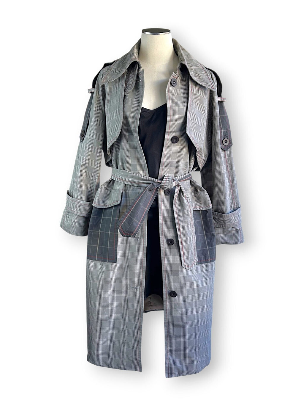 Nicola Finetti Heritage Check Trench Coat Raincoat NWT Designer Sample Size 8