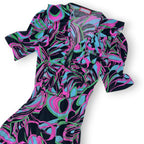 Vintage Review Australia Psychedelic Swirl Ruffle Mini Dress Size 8 Y2K