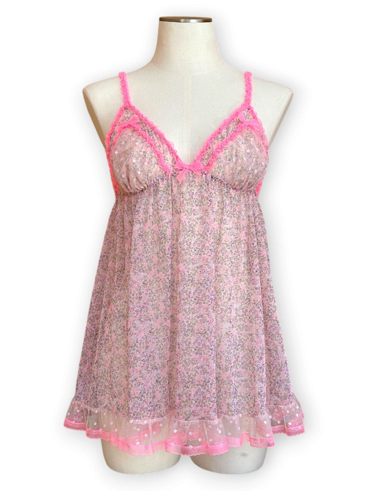 Victoria’s Secret y2k coquette Floral Mesh Babydoll Lingerie Slip Chemise