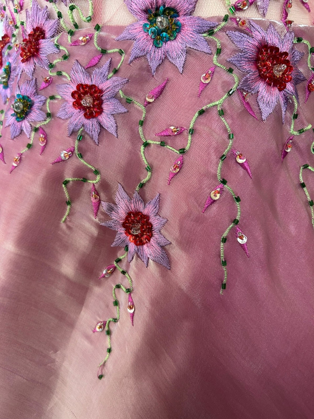 Yve London Y2K Vintage Pink Iridescent Floral Halter Fairy Princess Prom Dress