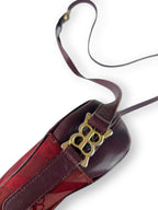 Vintage 1970s Balenciaga Archival Burgundy Monogram Crossbody Bag Leather