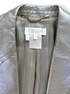 Vintage 90s Escada Metallic Lamb Leather Blazer in Champagne Silver