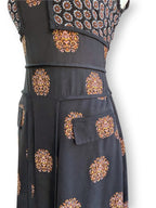 A.L.C. Resort 2016 Silk Crepe de Chine Midi Dress Black Medallion Print AU 10