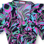 Vintage Review Australia Psychedelic Swirl Ruffle Mini Dress Size 8 Y2K
