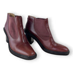 Oroton Oxblood Burgundy Leather Chelsea Ankle Boots Block Heel Sample Size 37