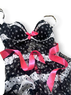 2010 Victoria's Secret Polka Dot Babydoll Lingerie Dress 36B Pink Bows