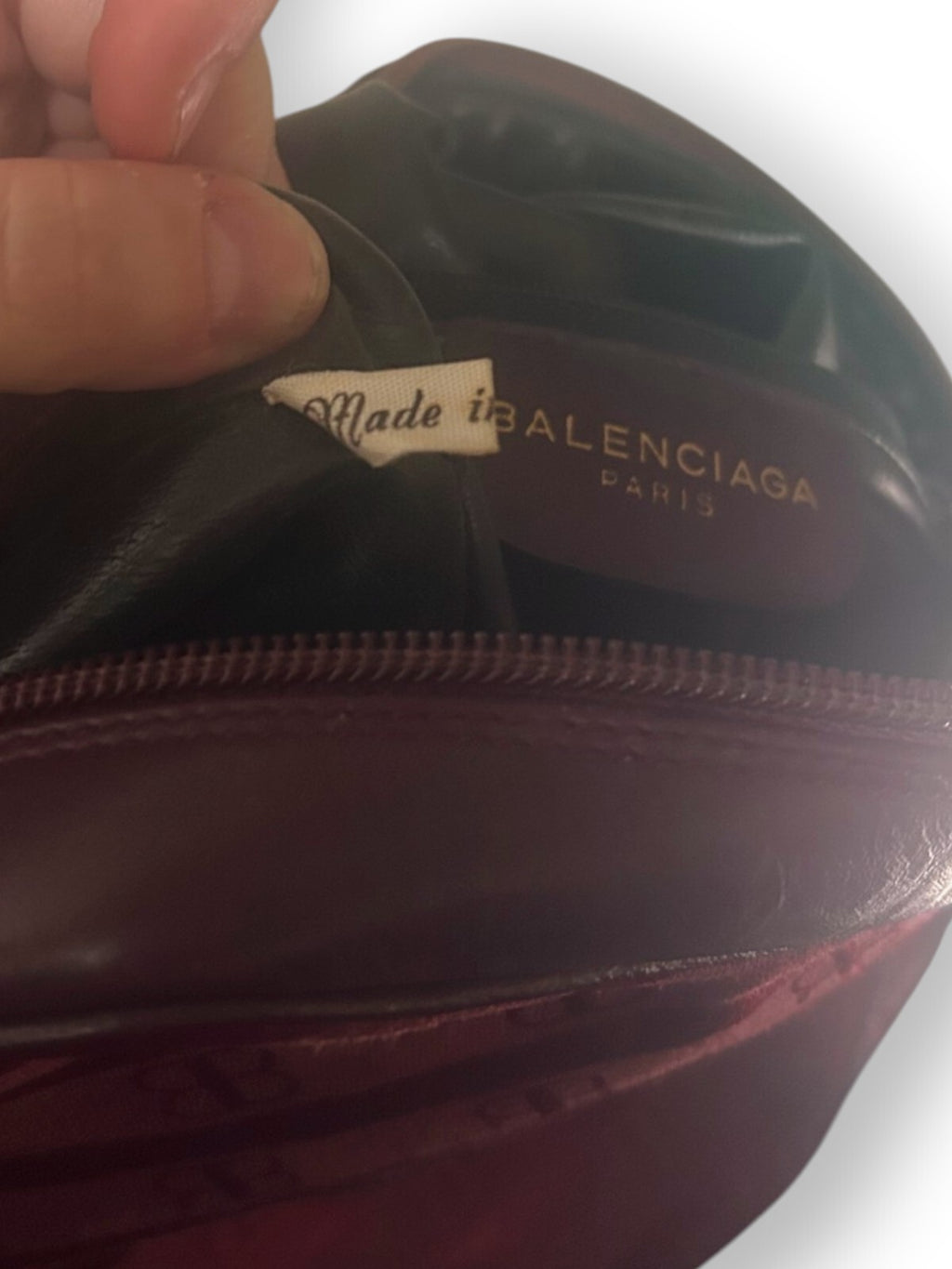 Vintage 1970s Balenciaga Archival Burgundy Monogram Crossbody Bag Leather