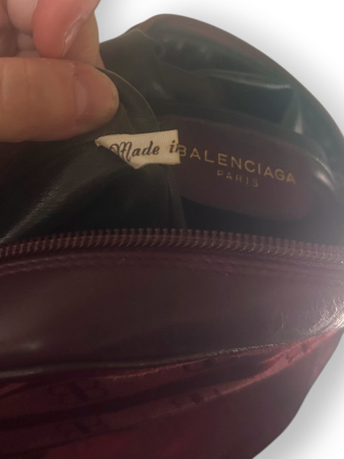 Vintage 1970s Balenciaga Archival Burgundy Monogram Crossbody Bag Leather